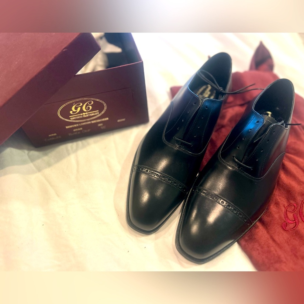 Never worn ultra-luxury calfskin George Cleverley "Charles" Oxfords in US9 / UK8